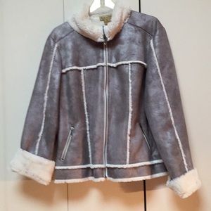 Iced Grey and White Faux Shearling Jacket